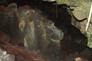 The entrance to Pele's womb is at the bottom of a cliff